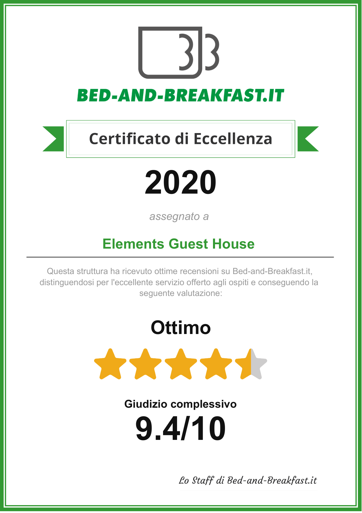 BB.it Certificato di Eccellenza 2020